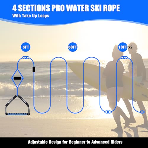 SETYPARY 75FT Four-Section Wakeboard and Water Ski Rope