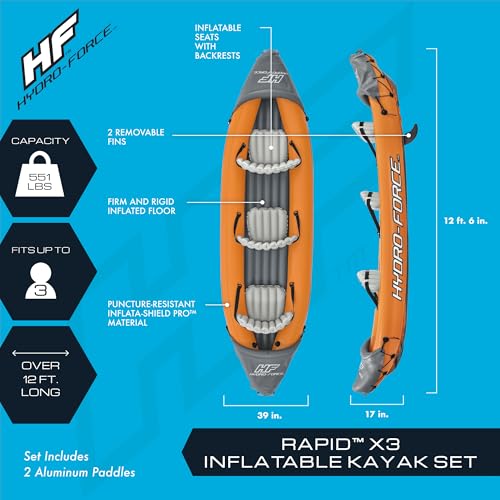 Bestway Hydro-Force Rapid X3 3-Person Inflatable Kayak Set