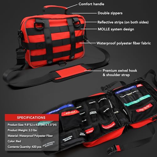 430-Piece Waterproof Compact Emergency First Aid Kit