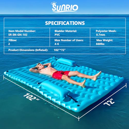 SUNRIO Giant Inflatable Floating Mat for Pool and Lake