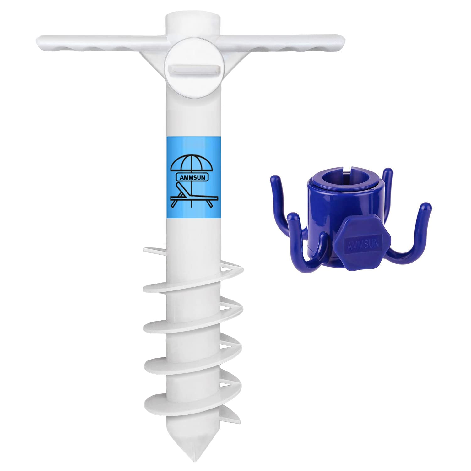 AMMSUN Heavy-Duty Spiral Beach Umbrella Sand Anchor