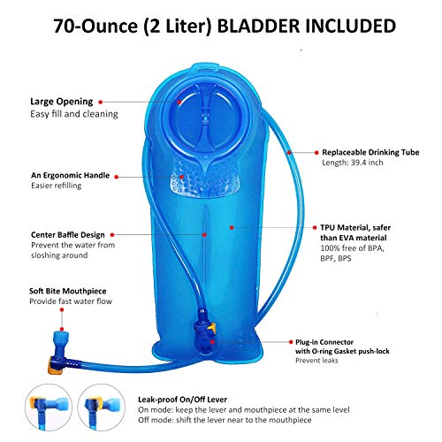 Unigear 2L Hydration Backpack with 70 oz Water Bladder