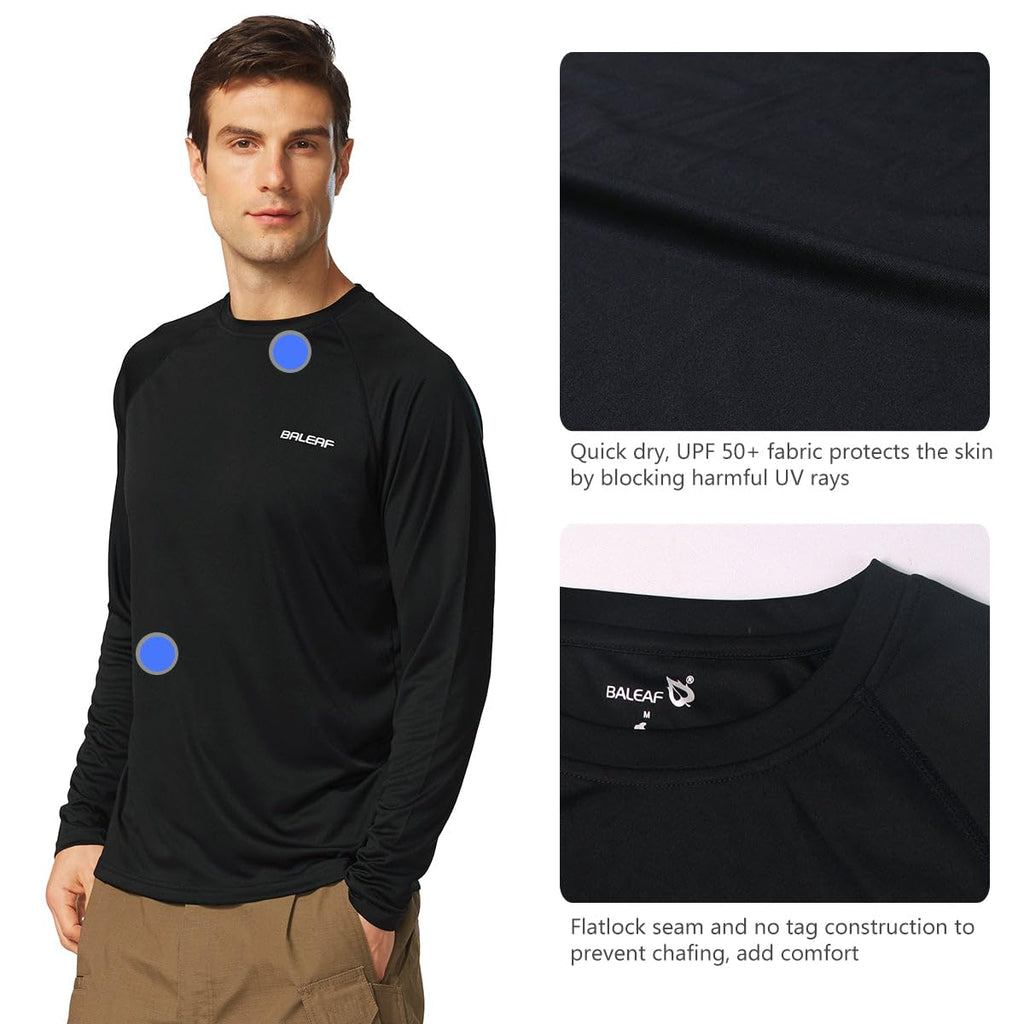 BALEAF Men’s UPF 50+ Long-Sleeve Rash Guard Shirt