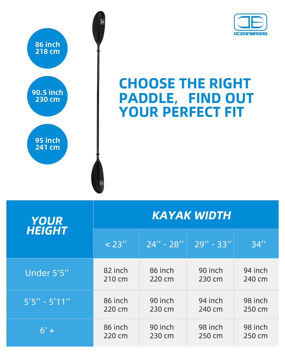OCEANBROAD Adjustable Alloy Kayak Paddle with Leash