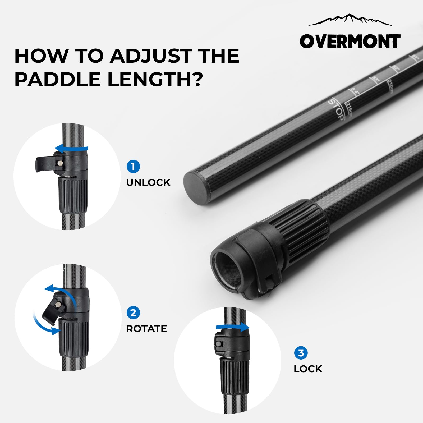 Overmont 69–85-Inch Adjustable Carbon Fiber SUP Paddle