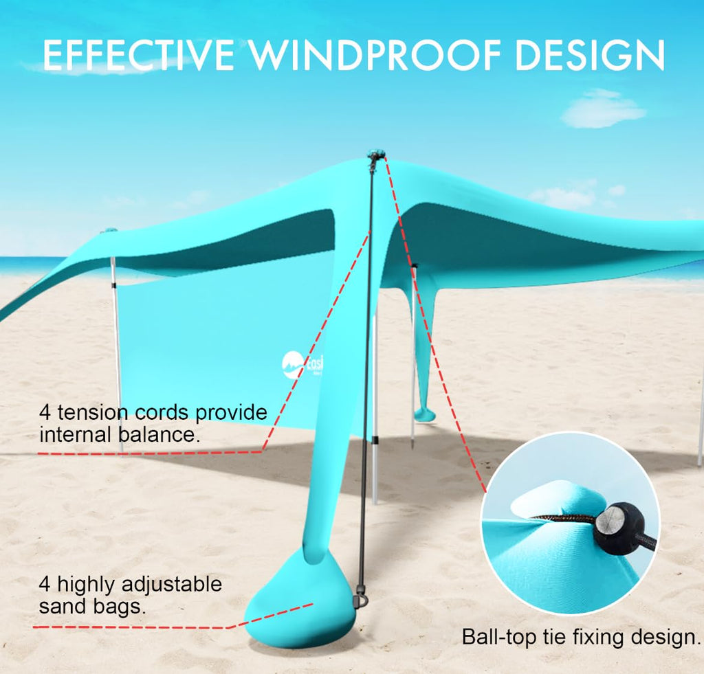 Beach Canopy Tent with Sidewalls, UPF 50+