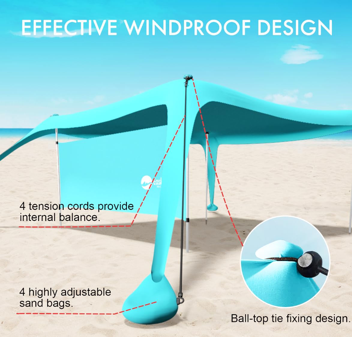 Beach Canopy Tent with Sidewalls, UPF 50+