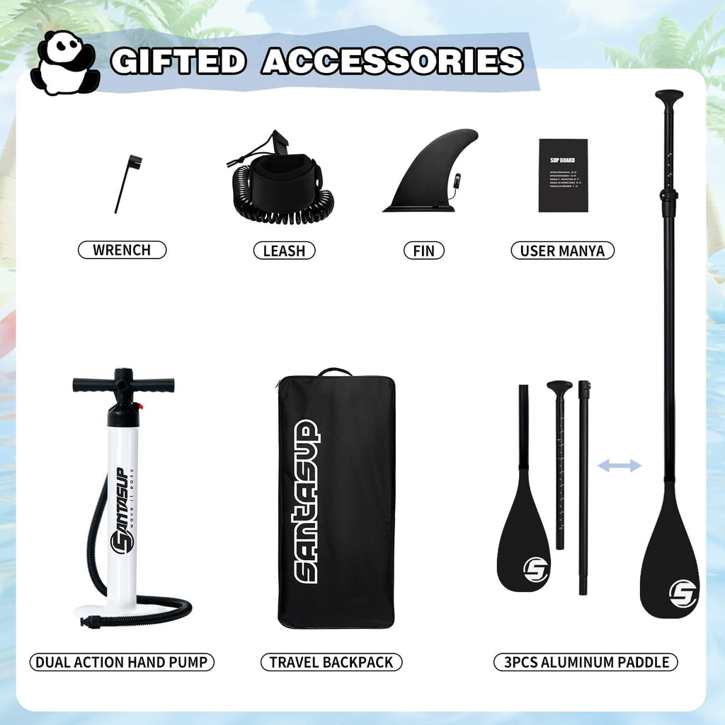 Santasup 8-Foot Kids Inflatable Panda Paddle Board Kit