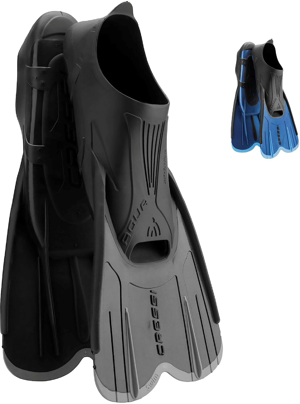 Cressi Agua Short Full-Foot Travel Swim Fins for Adults