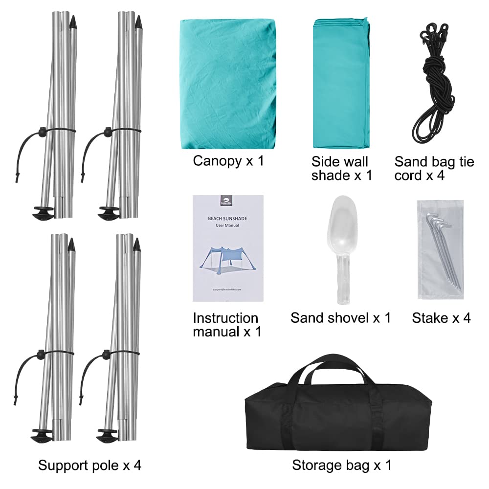 Beach Canopy Tent with Sidewalls, UPF 50+