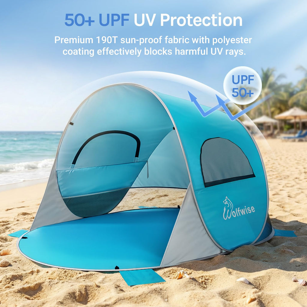 WolfWise UPF 50+ Pop-Up Beach Tent Sun Shelter