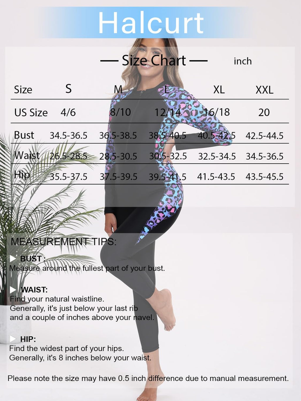 HALCURT Women’s UPF 50+ Full-Body Rash Guard Swimsuit