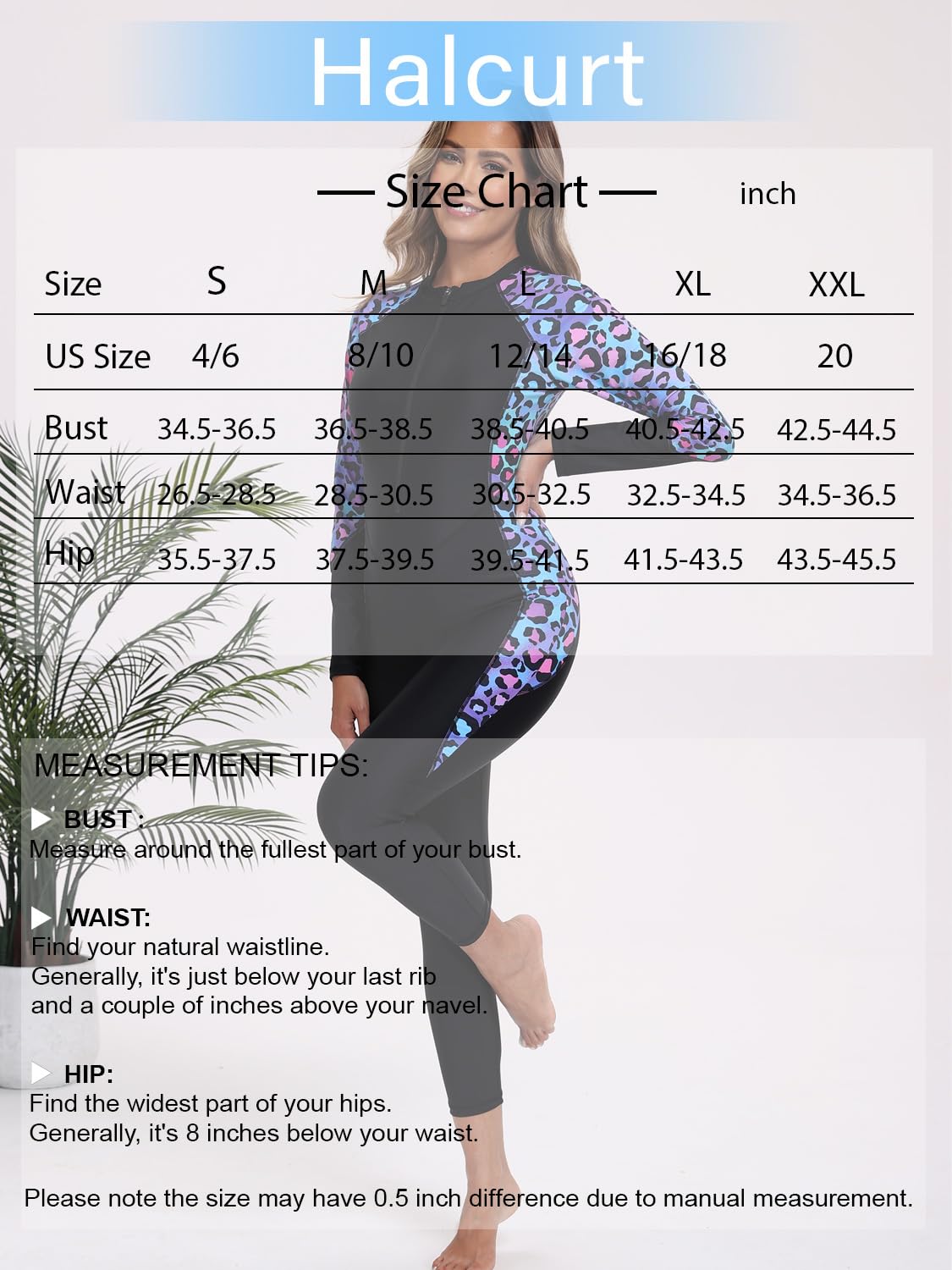 HALCURT Women’s UPF 50+ Full-Body Rash Guard Swimsuit