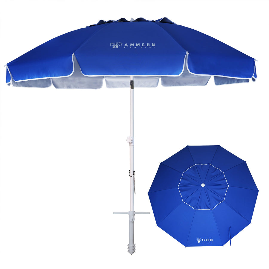 AMMSUN 8-Foot UV 50+ Beach Umbrella with Sand Anchor