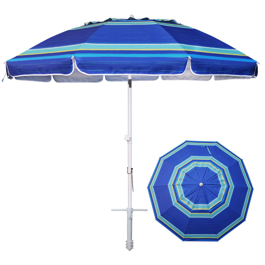 AMMSUN 8-Foot UV 50+ Beach Umbrella with Sand Anchor