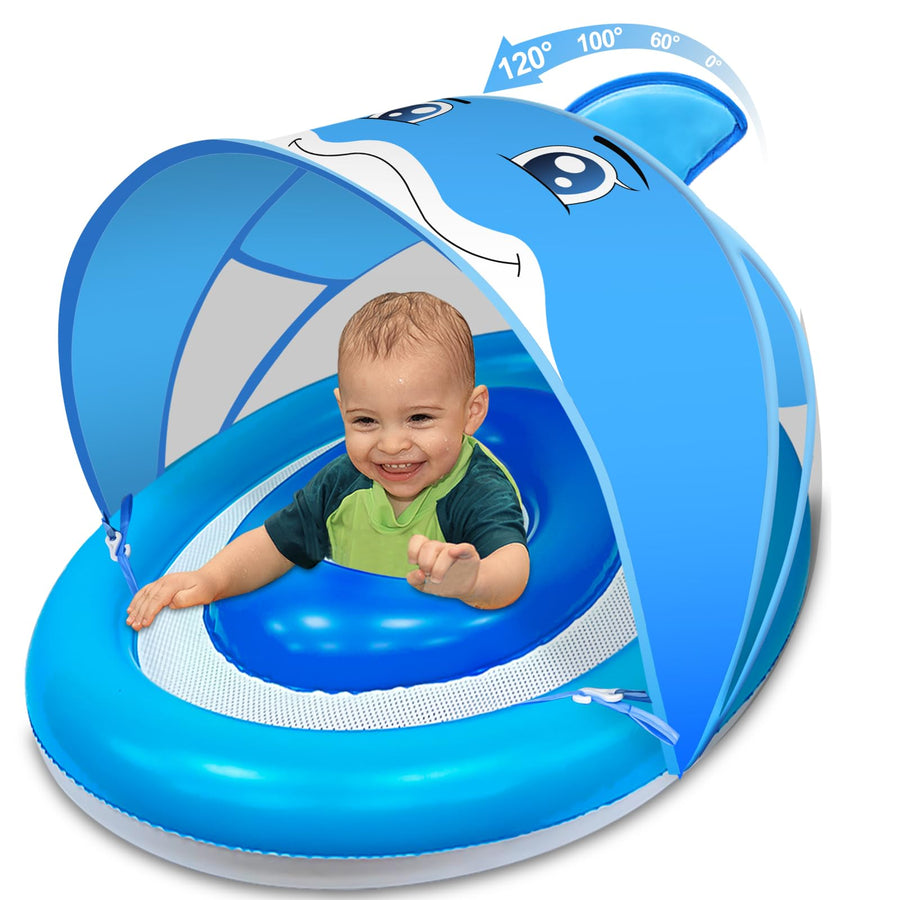 UPF 50+ Baby Pool Float with Canopy and Safety Seat