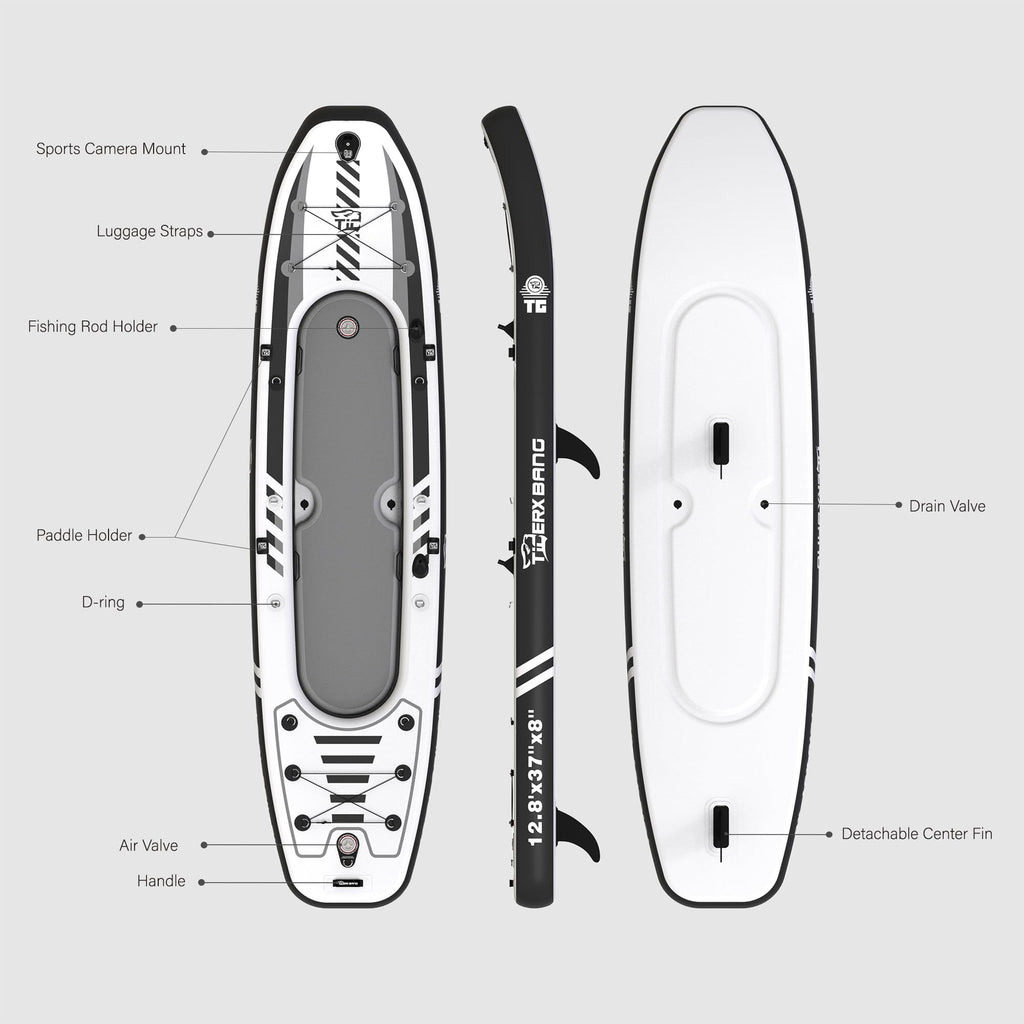 TIGERXBANG 12'8" Two-Person Inflatable Tandem Kayak Kit