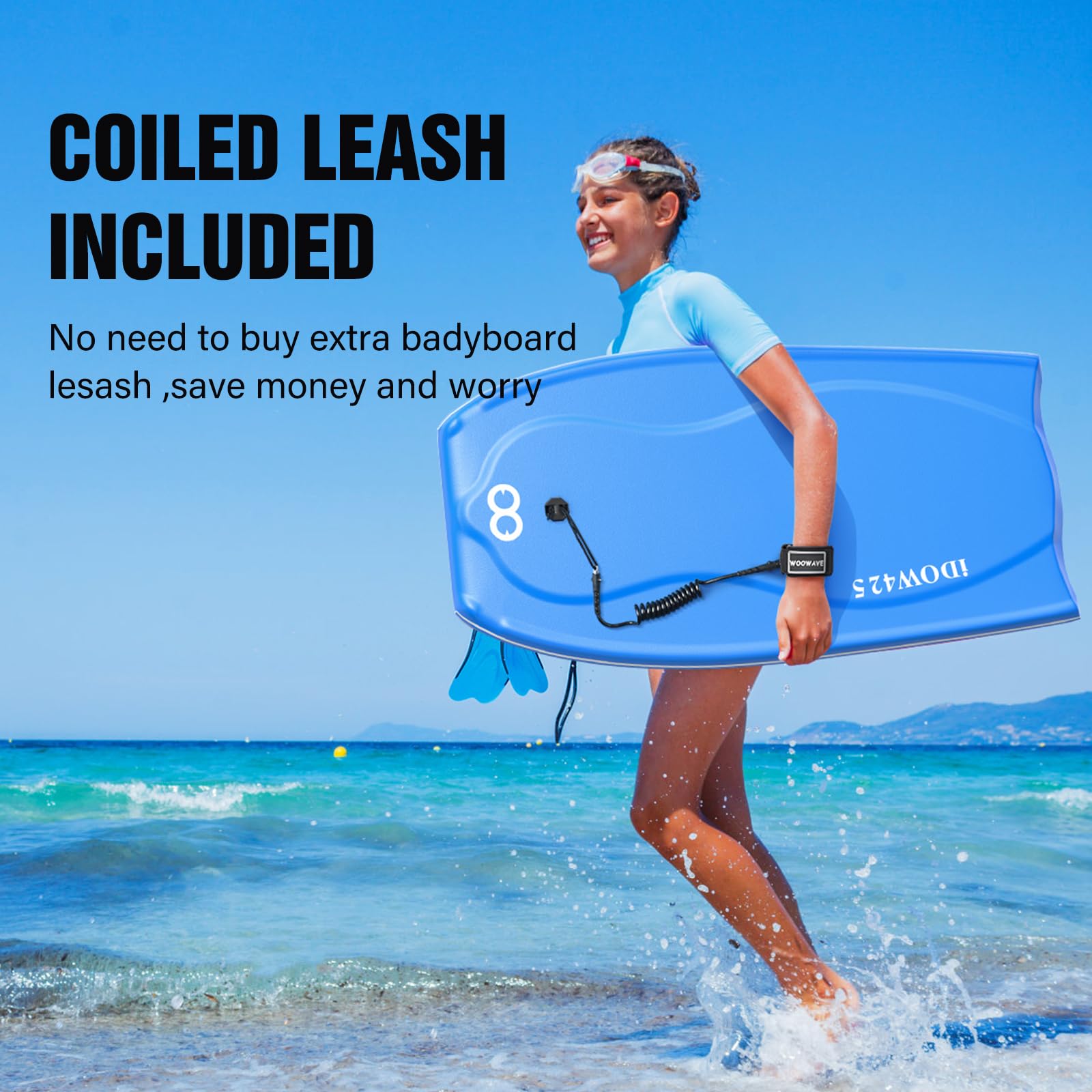 WOOWAVE 42.5-Inch Adult Bodyboard with Leash and Bag