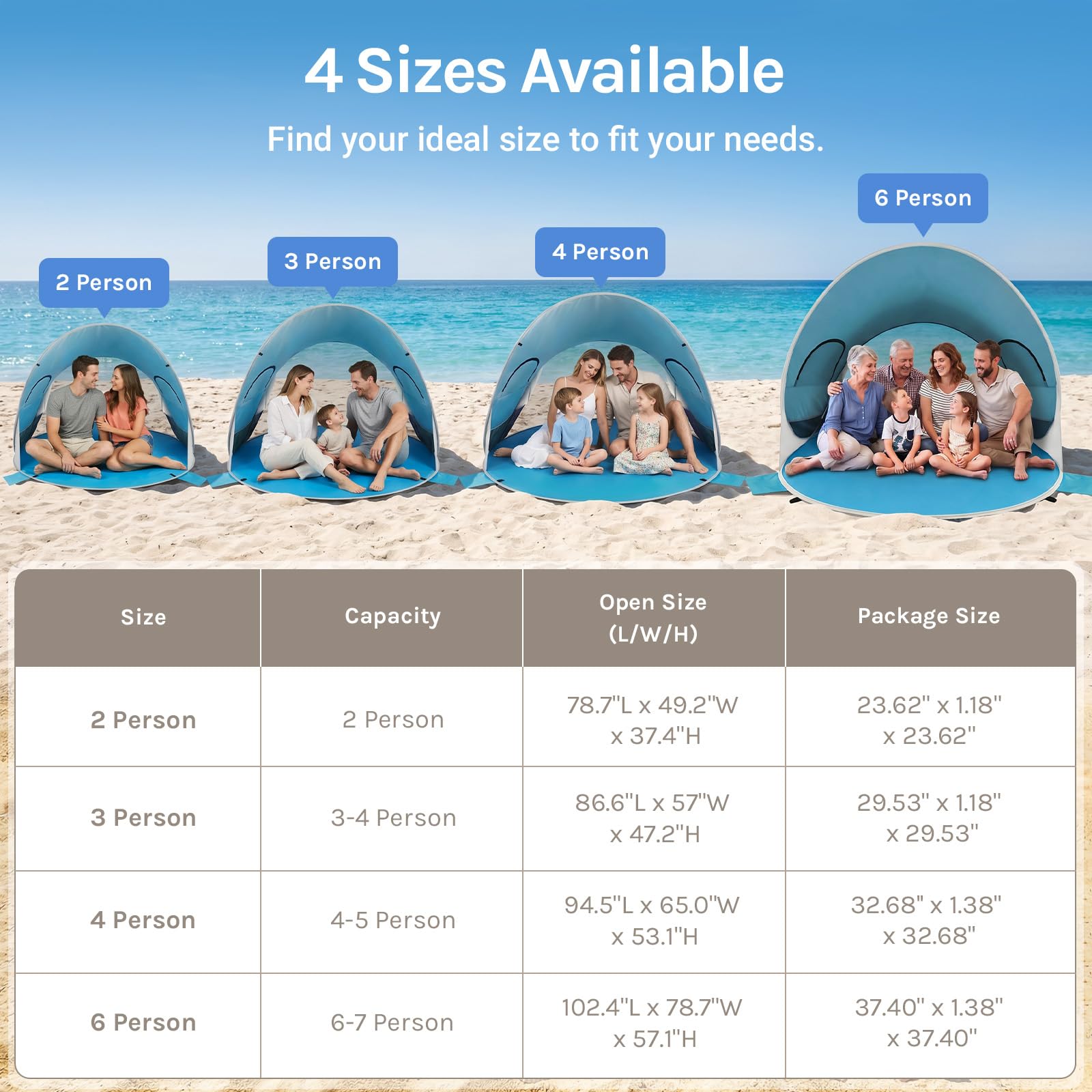 WolfWise UPF 50+ Pop-Up Beach Tent Sun Shelter