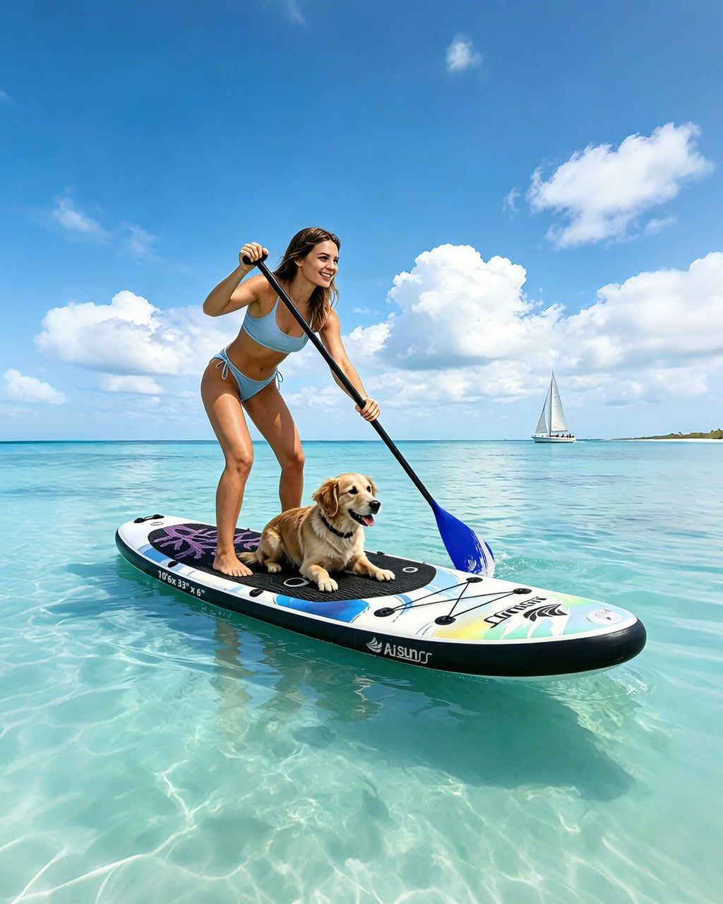 AISUNSS Wide Inflatable SUP Board with Complete Accessories