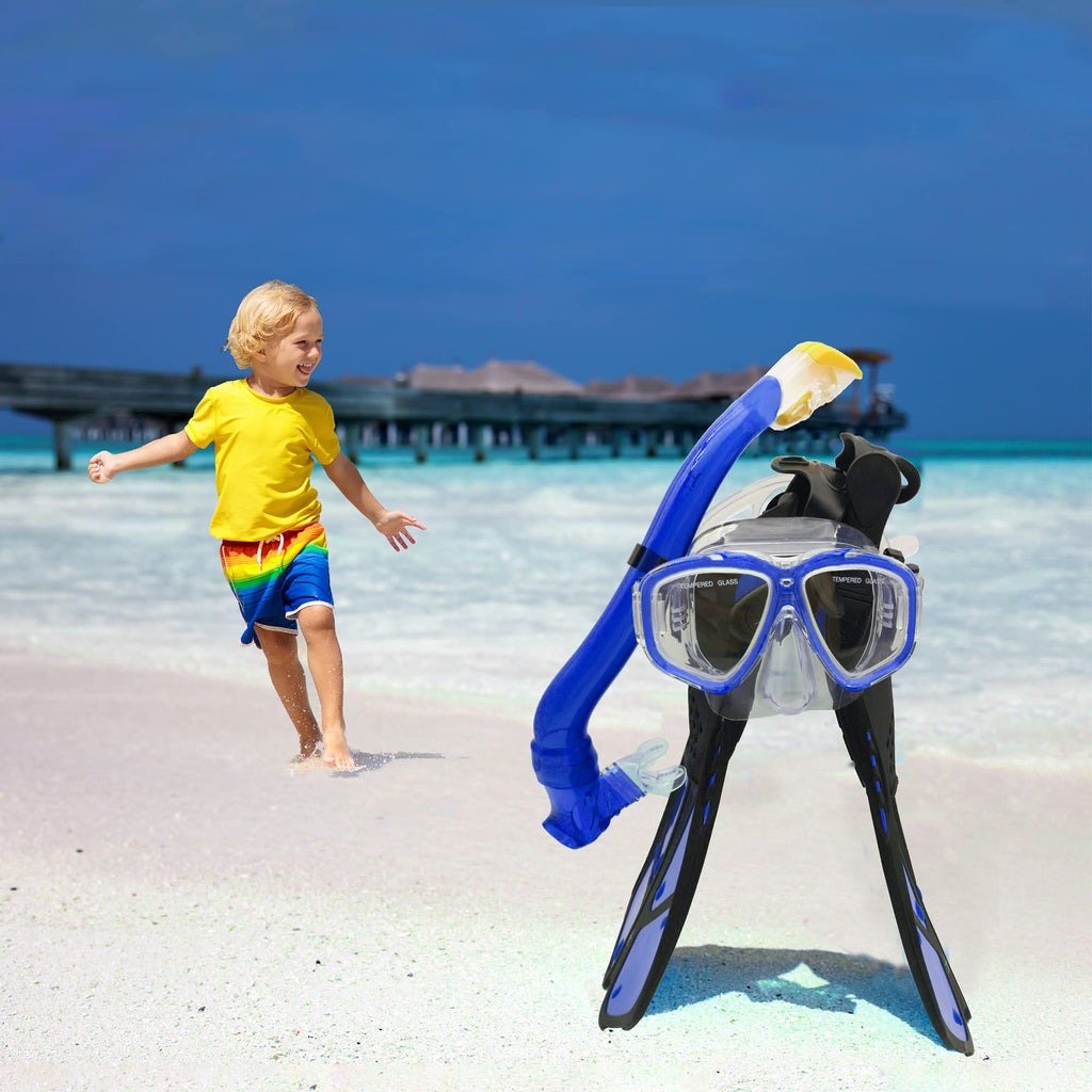 HH HHAO SPORT Kids Snorkel Set with Mask, Fins and Bag