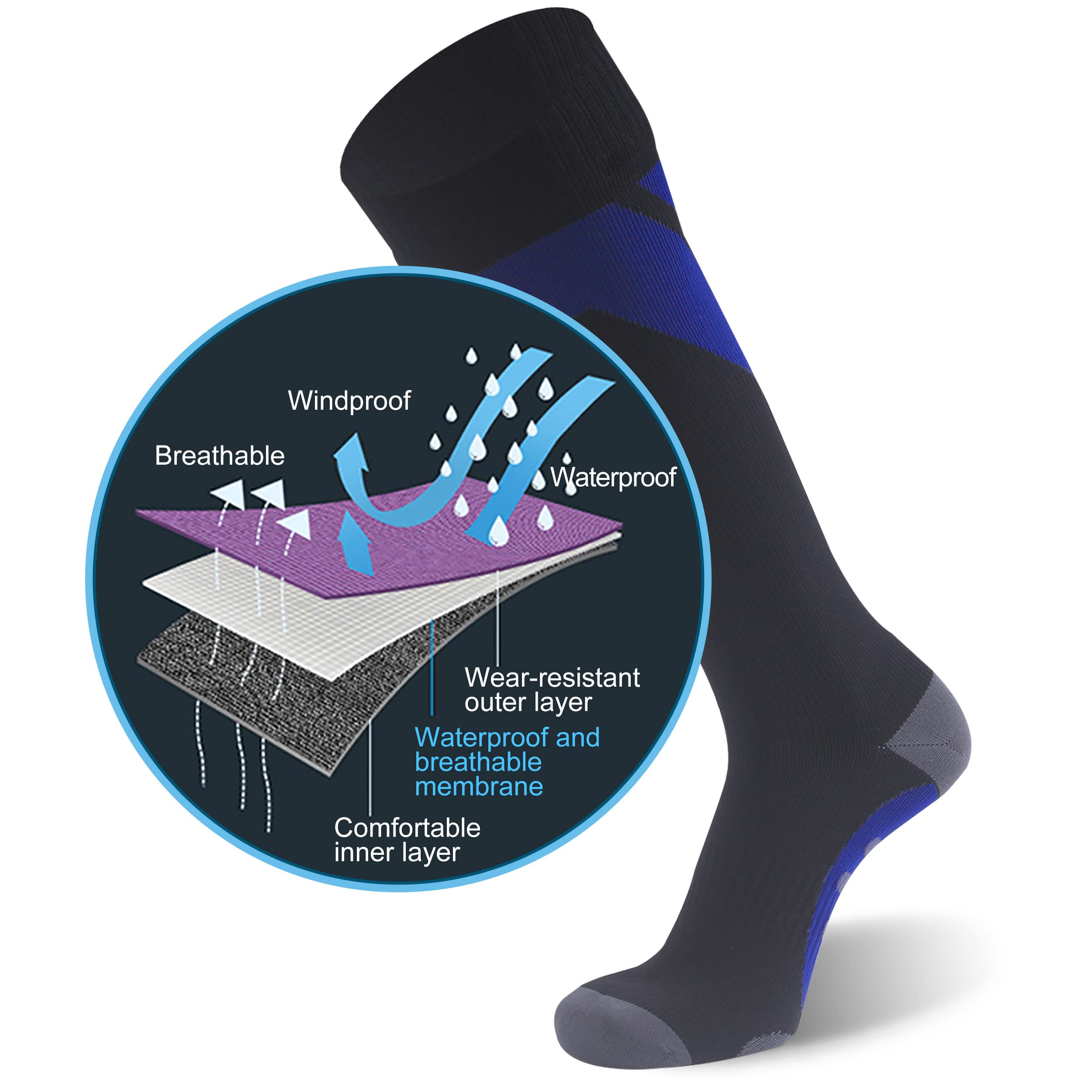 RANDY SUN Waterproof Knee-High Fishing and Kayaking Socks