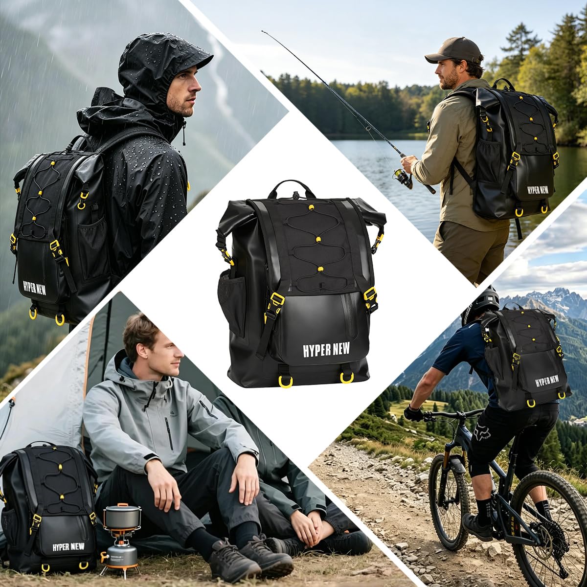 HyperNew 30L Waterproof Dry Bag Backpack for Water Sports