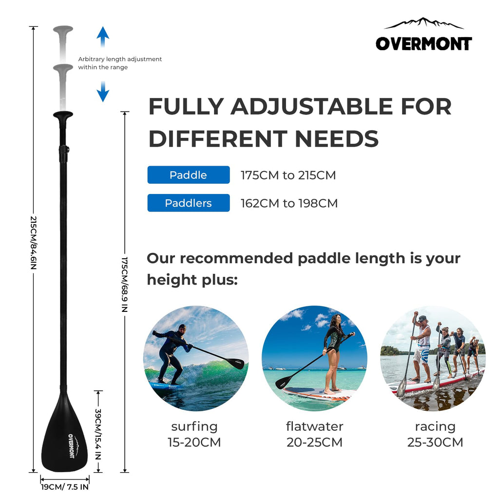 Overmont 69–85-Inch Adjustable Carbon Fiber SUP Paddle