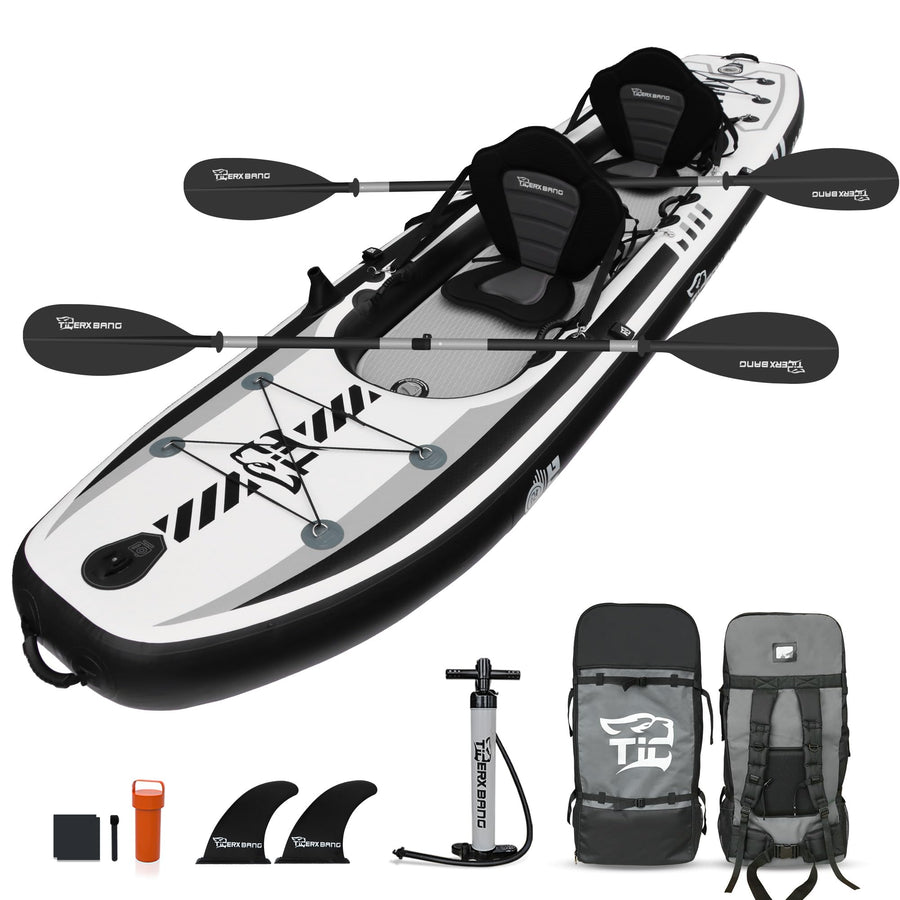 TIGERXBANG 12'8" Two-Person Inflatable Tandem Kayak Kit