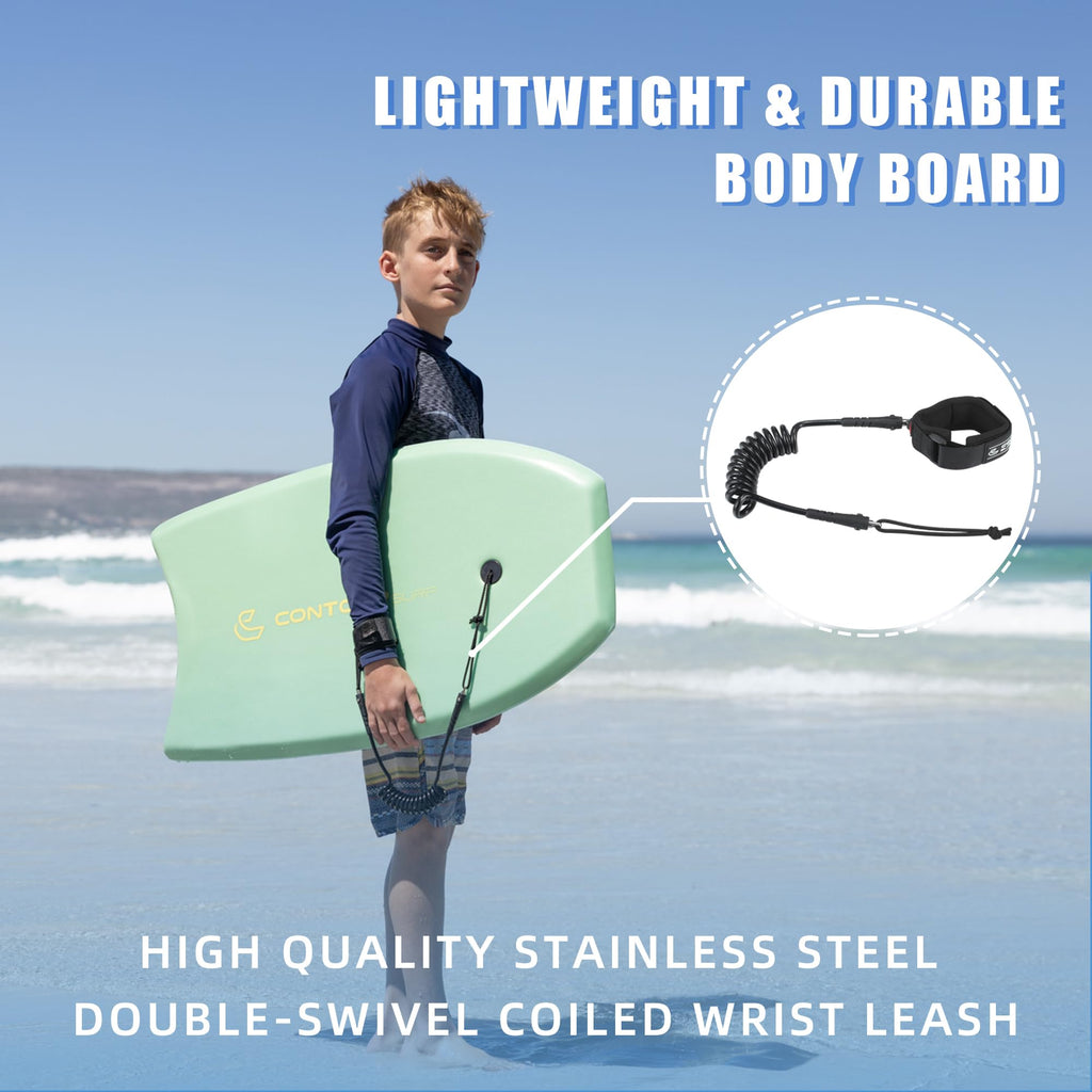 CONTOUR SURF Reed 33-Inch Kids Bodyboard with Leash