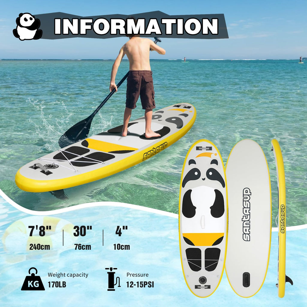 Santasup 8-Foot Kids Inflatable Panda Paddle Board Kit