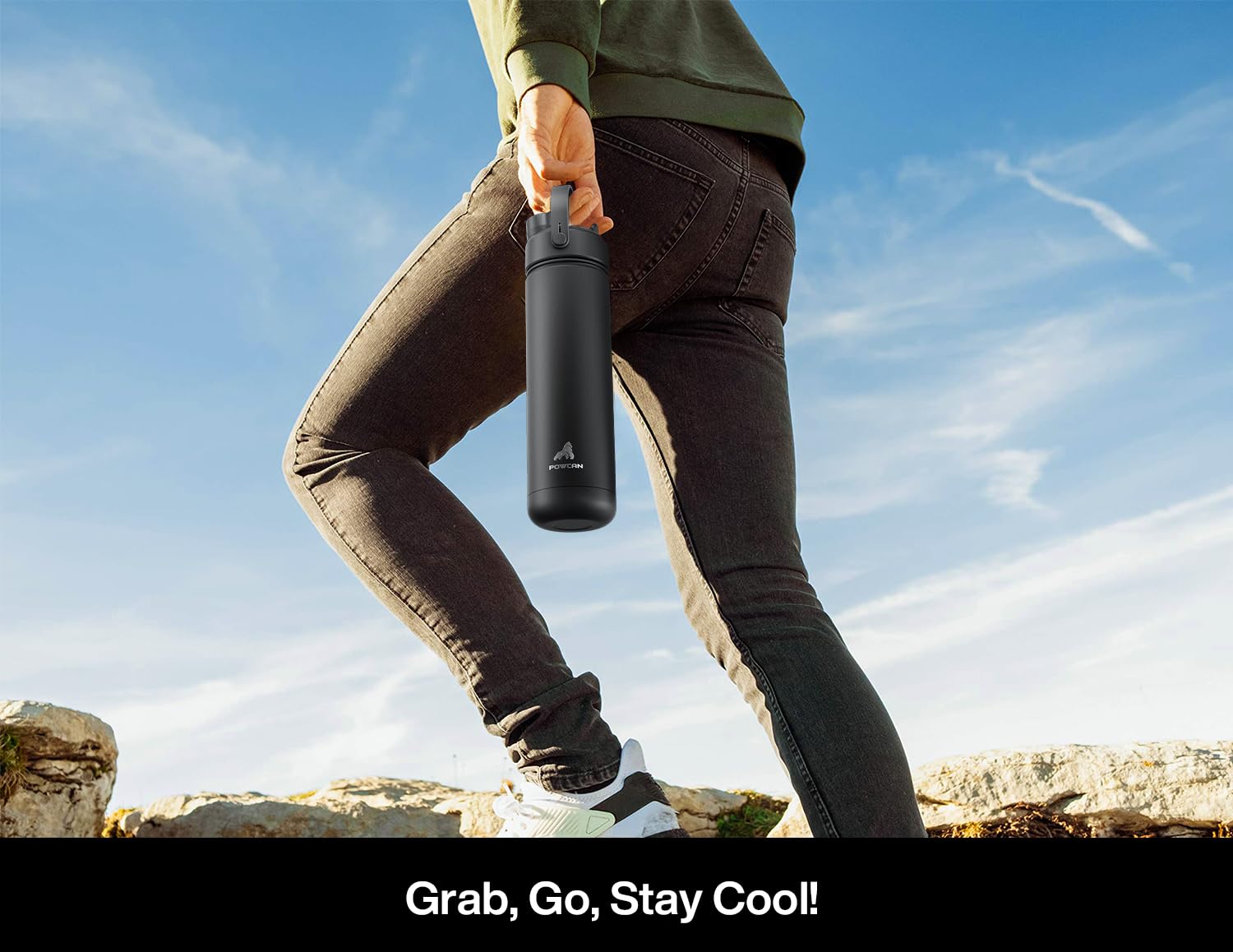 POWCAN Insulated Water Bottle with Straw and Spout Lid