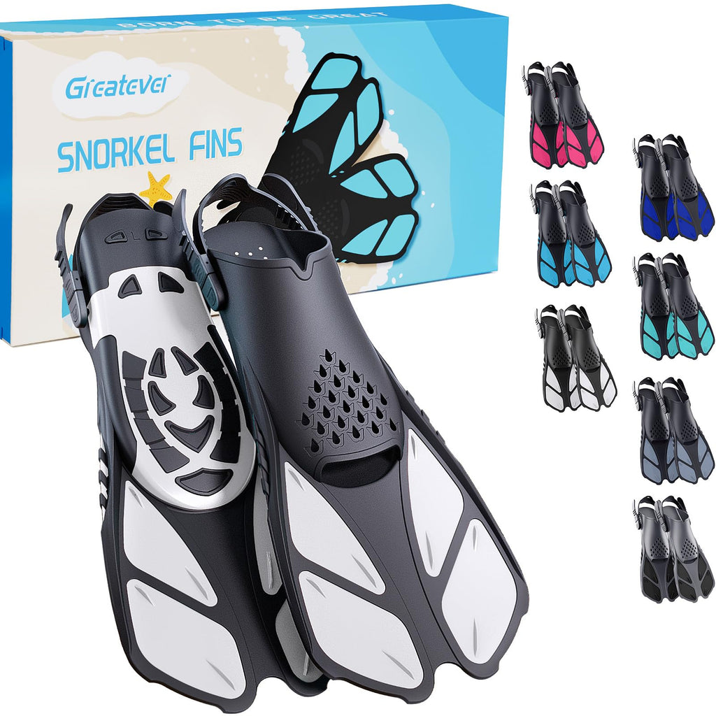Greatever Adjustable Open-Heel Short Snorkeling Fins