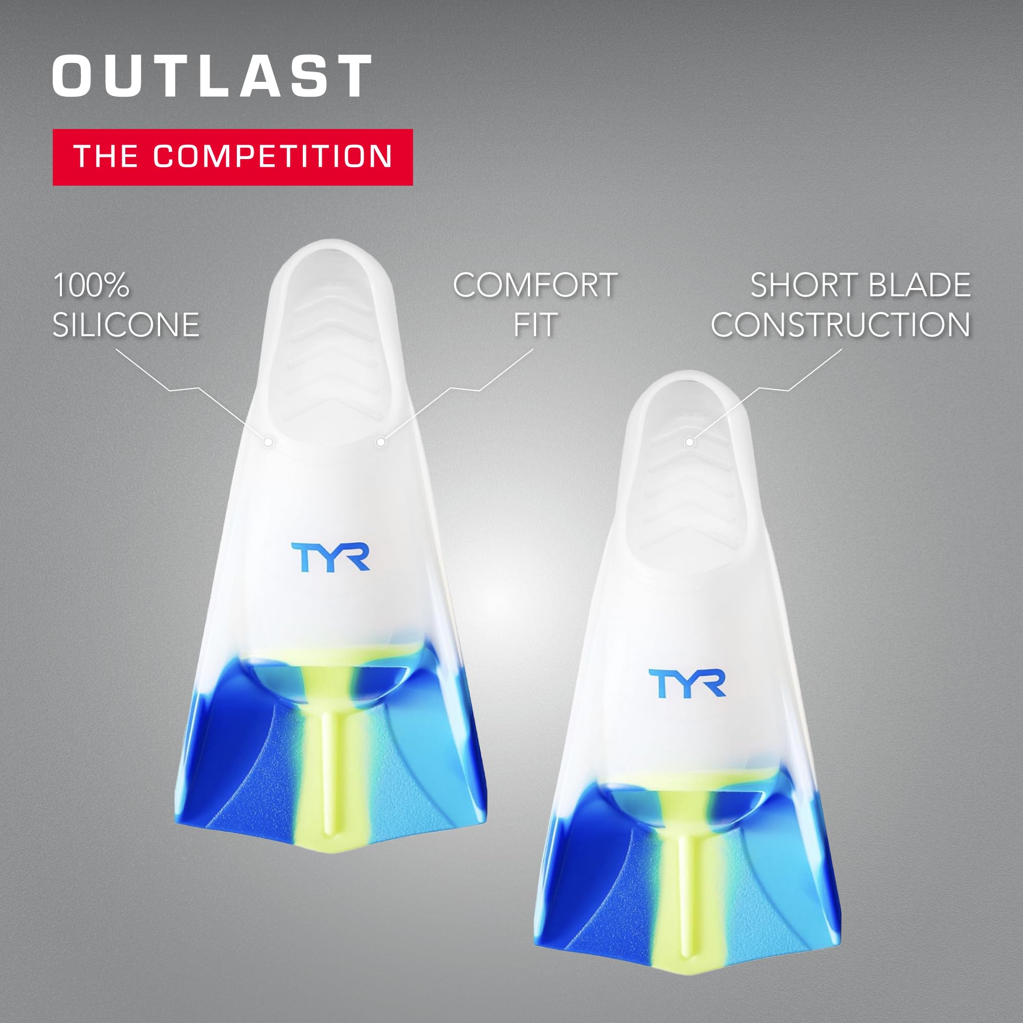 TYR Stryker Short-Blade Silicone Swim Training Fins