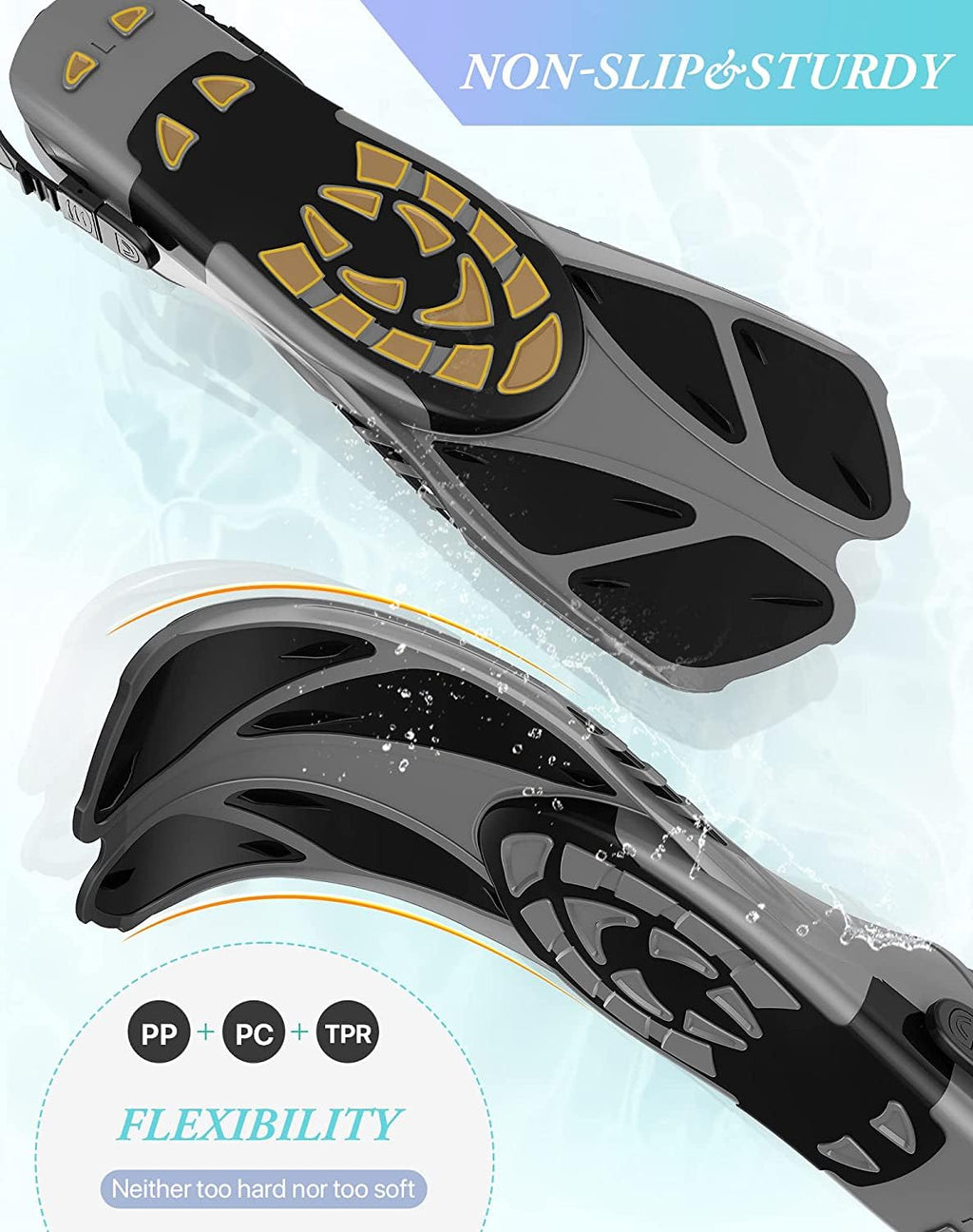 Greatever Adjustable Open-Heel Short Snorkeling Fins