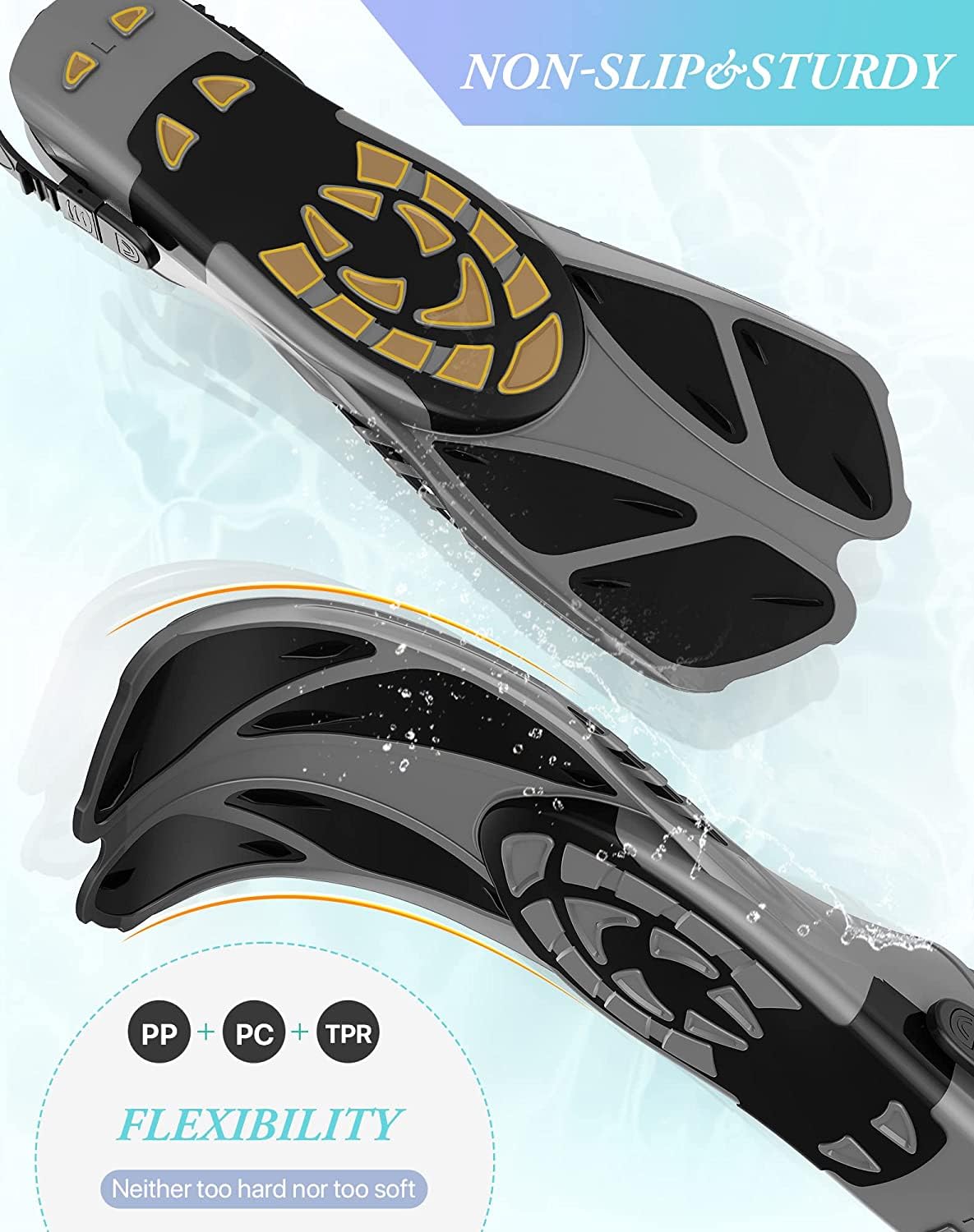 Greatever Adjustable Open-Heel Short Snorkeling Fins