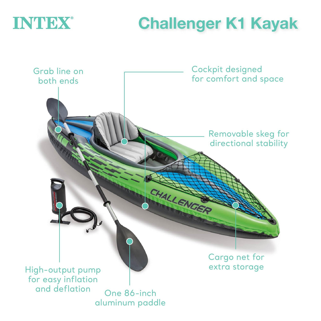 INTEX Challenger Inflatable Kayak Set with Paddles and Pump
