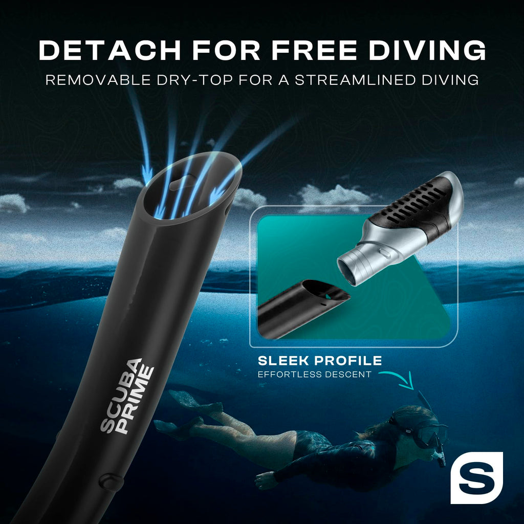 Scuba Prime Pano 3 Panoramic Dive Mask and Dry Snorkel Set