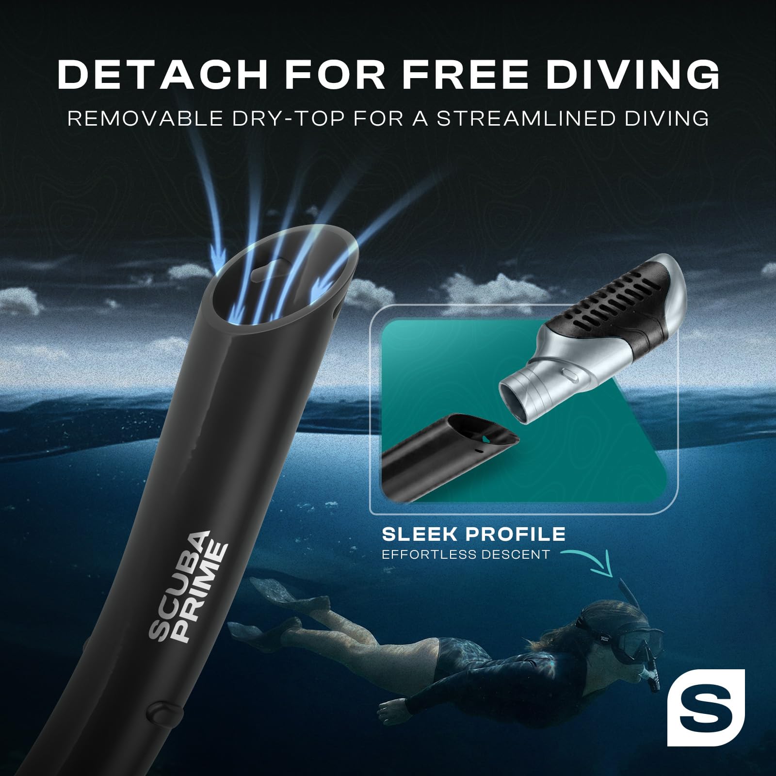 Scuba Prime Pano 3 Panoramic Dive Mask and Dry Snorkel Set