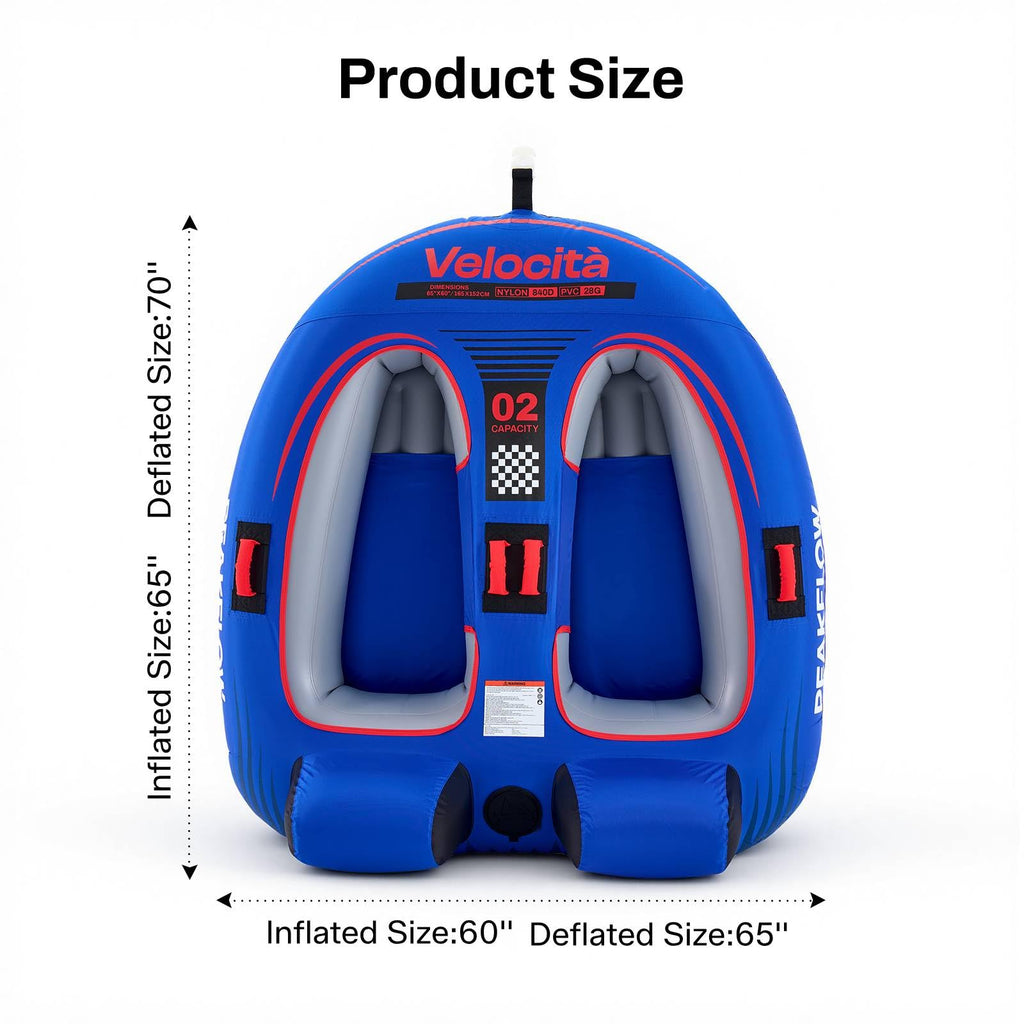 PEAKFLOW Velocita 2-Person Inflatable Towable Boat Tube