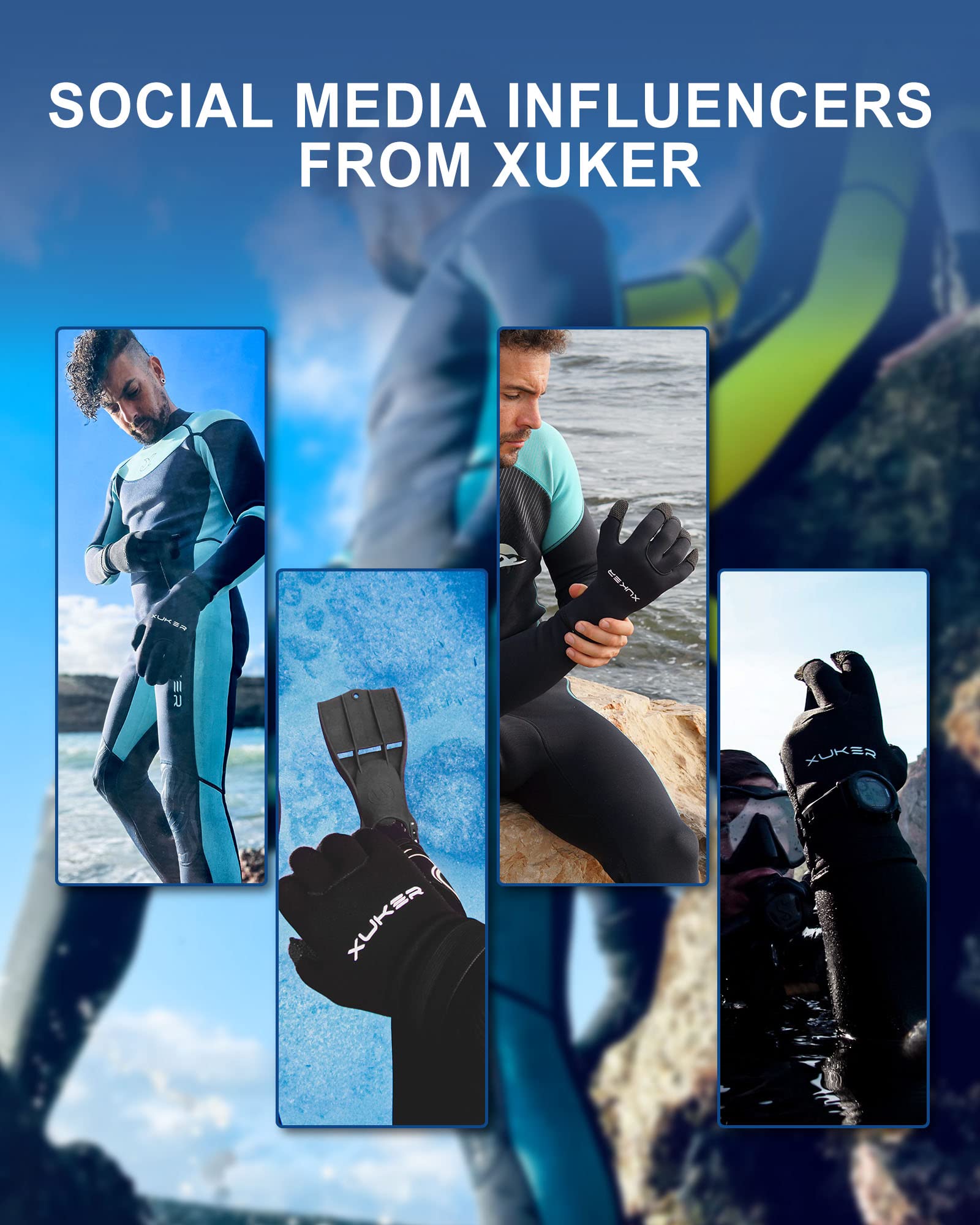 XUKER 3mm & 5mm Neoprene Wetsuit Gloves for Water Sports