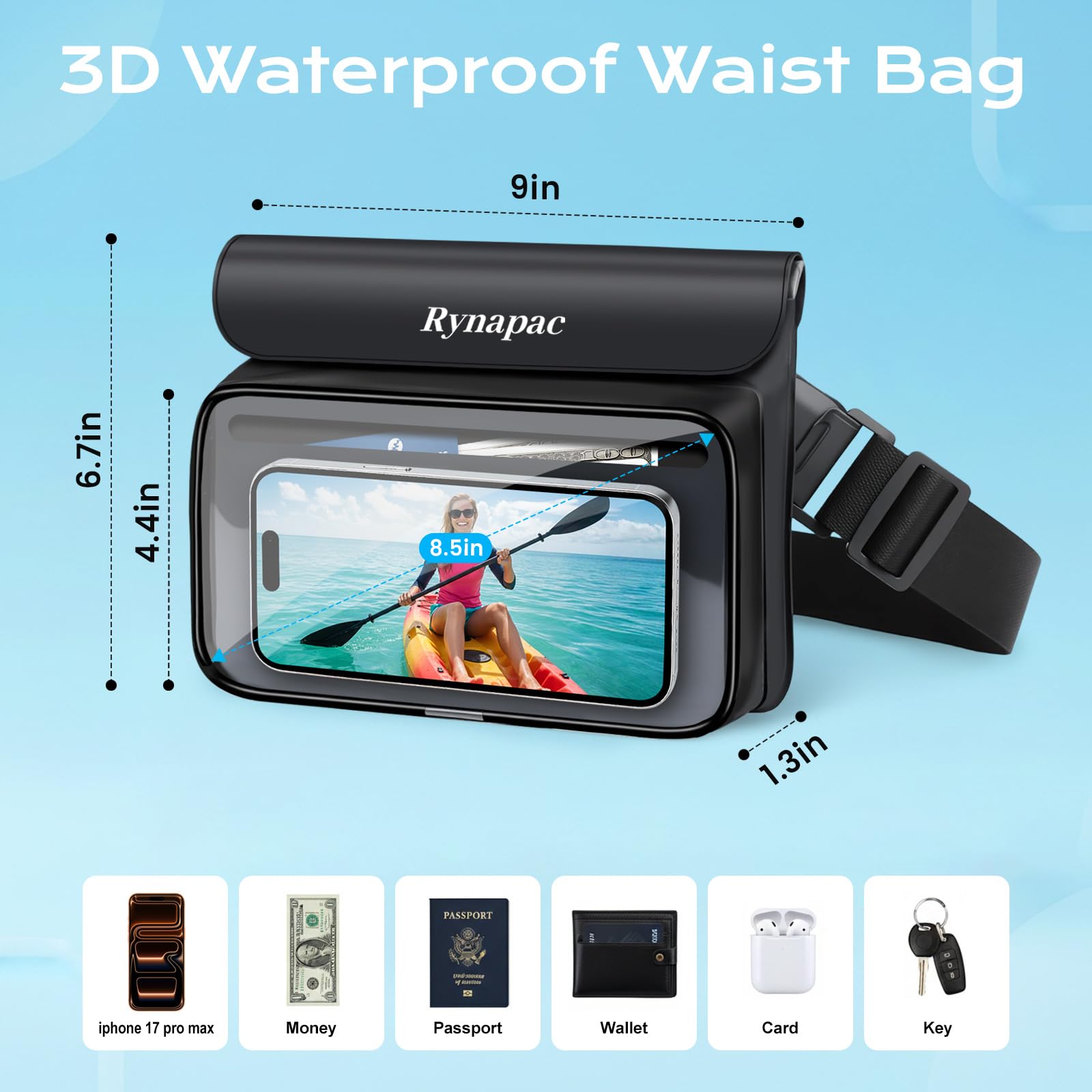 2-Pack IPX8 Waterproof Floating Phone Fanny Pack