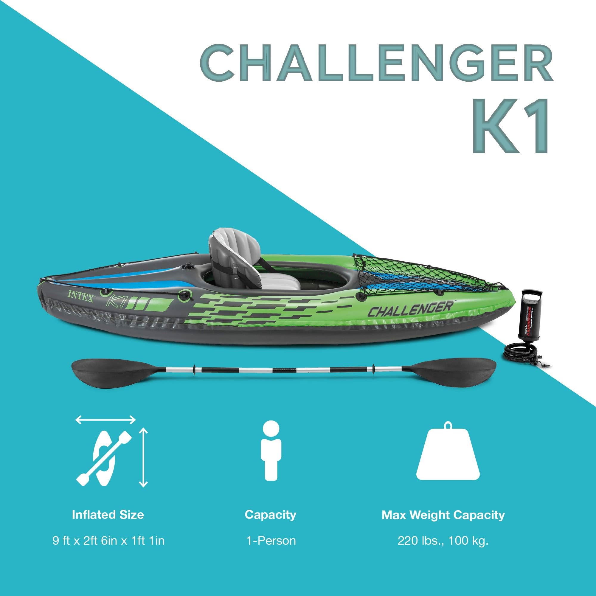 INTEX Challenger Inflatable Kayak Set with Paddles and Pump