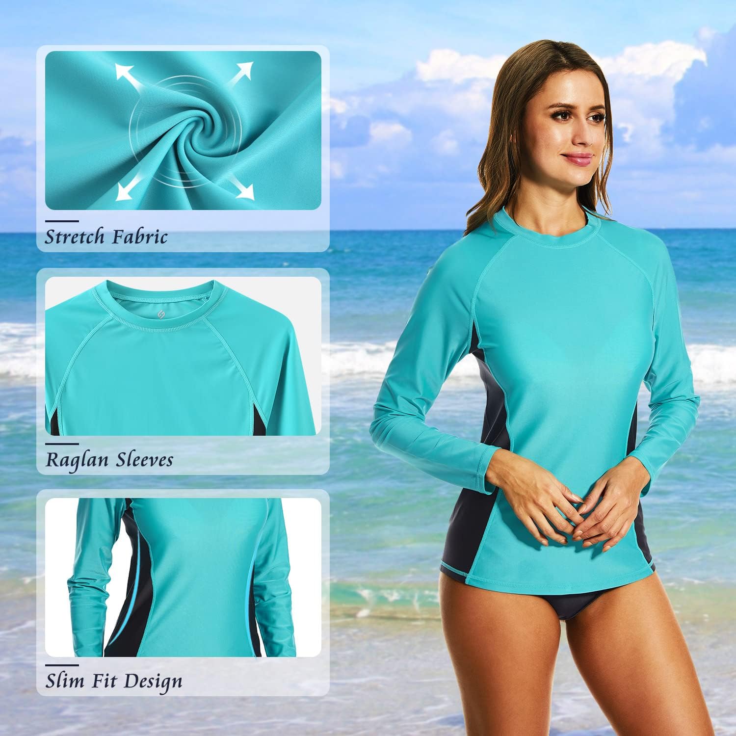 HODOSPORTS Women’s UPF 50+ Long-Sleeve Rash Guard Shirt