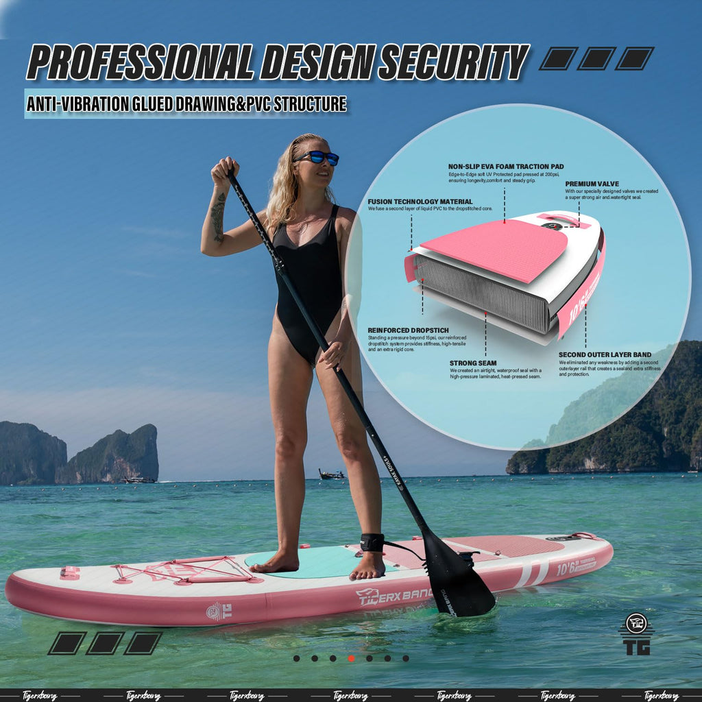 TIGERXBANG 10'6" Inflatable SUP with Kayak Seat and Paddle