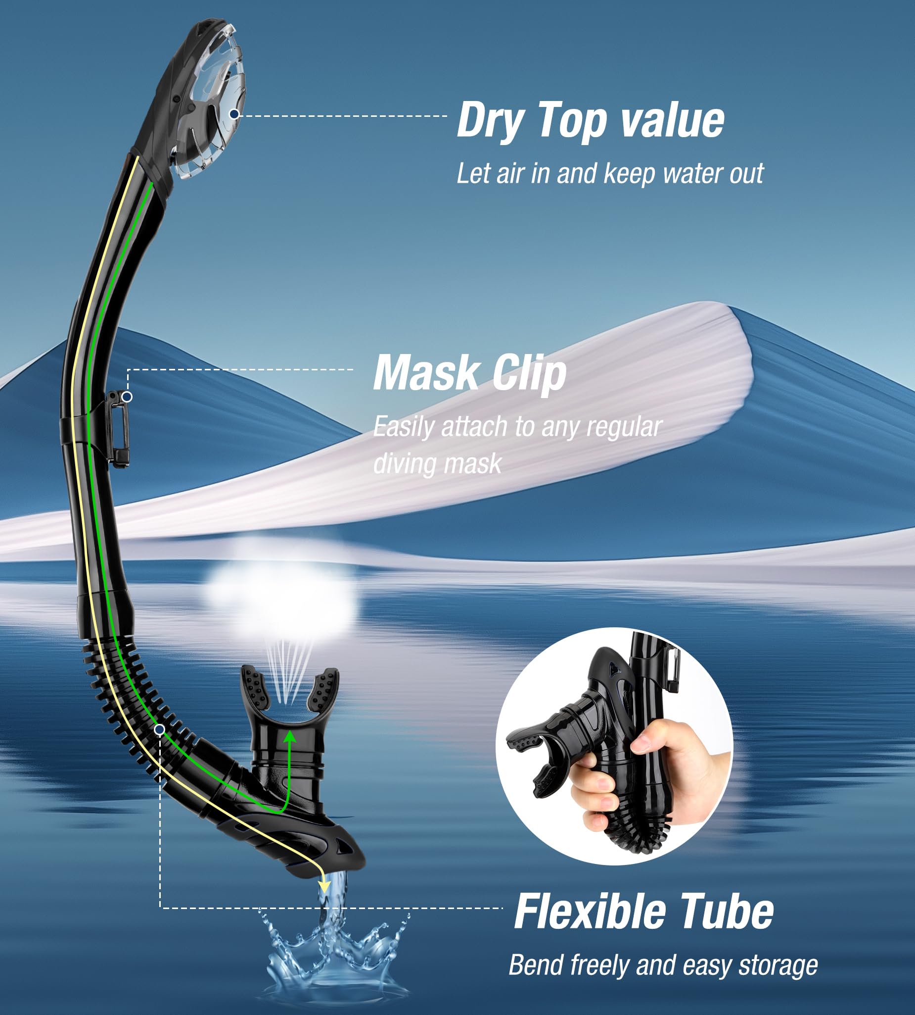 Aegend Dry-Top Snorkel for Adults and Youth Divers