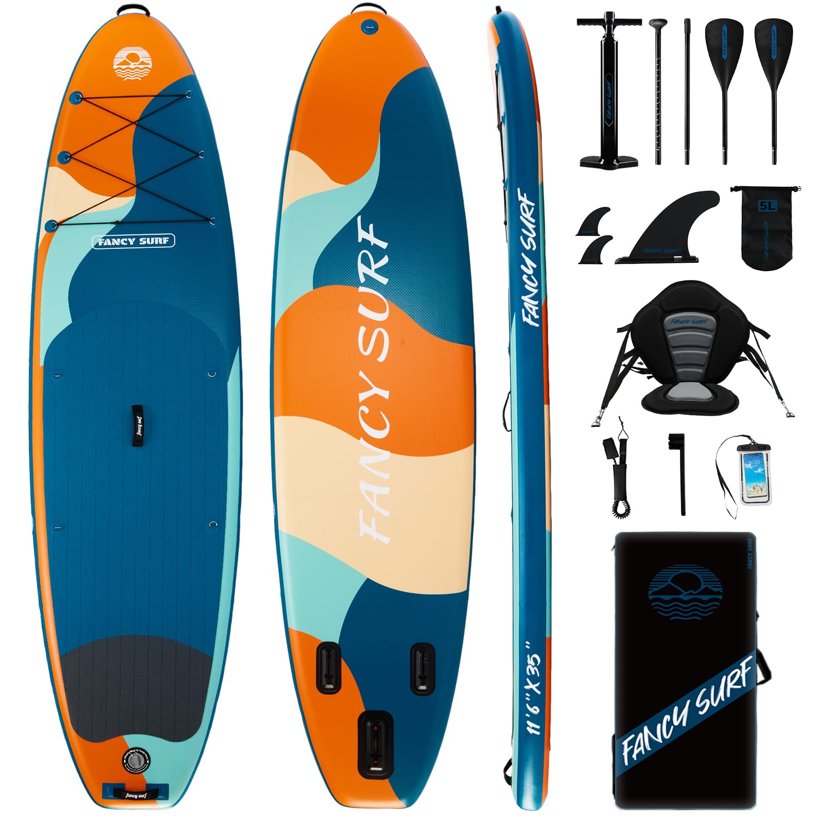 11'6" Extra-Wide 450 lb Inflatable SUP Board with Seat