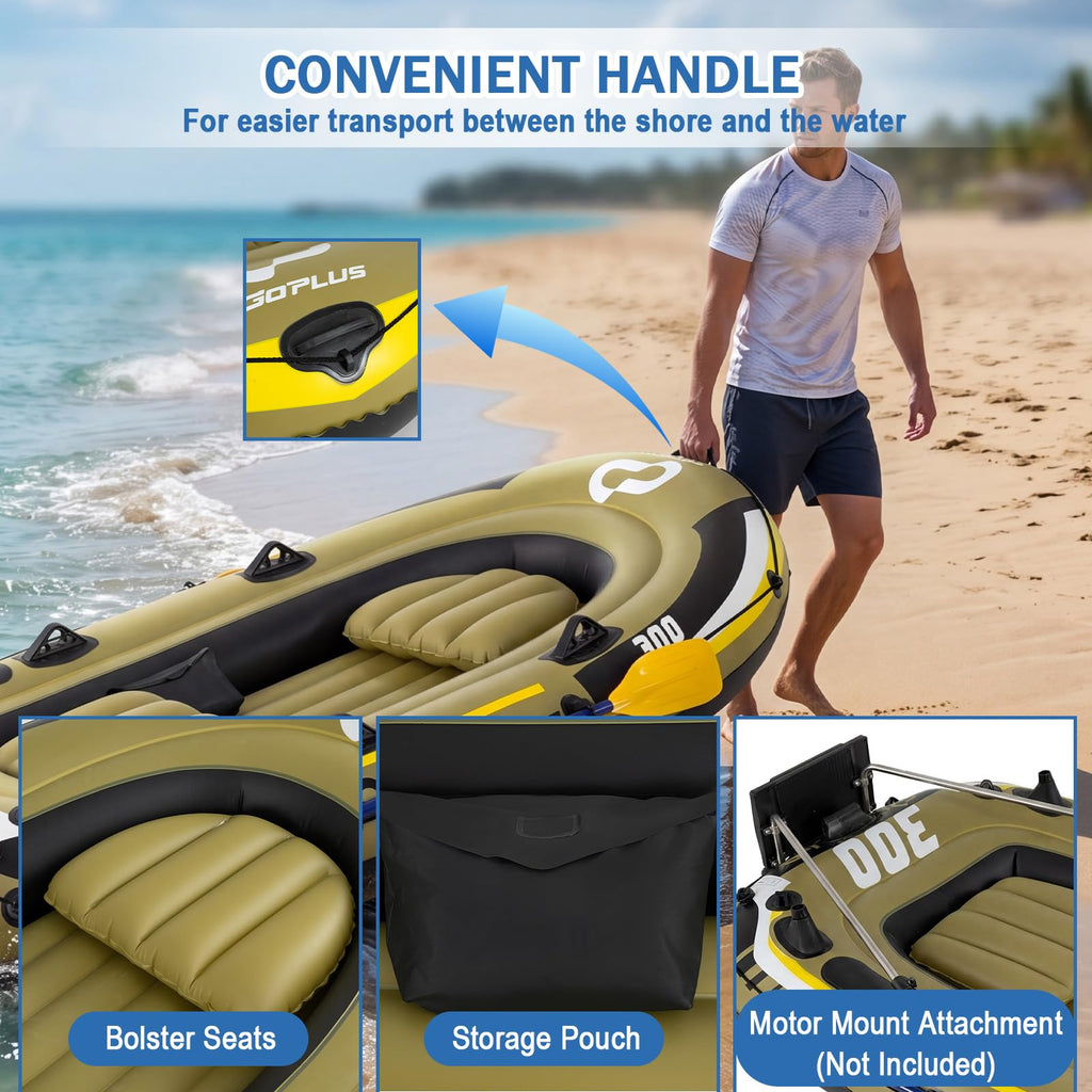Goplus 3-Person Heavy-Duty Inflatable Fishing Raft Set