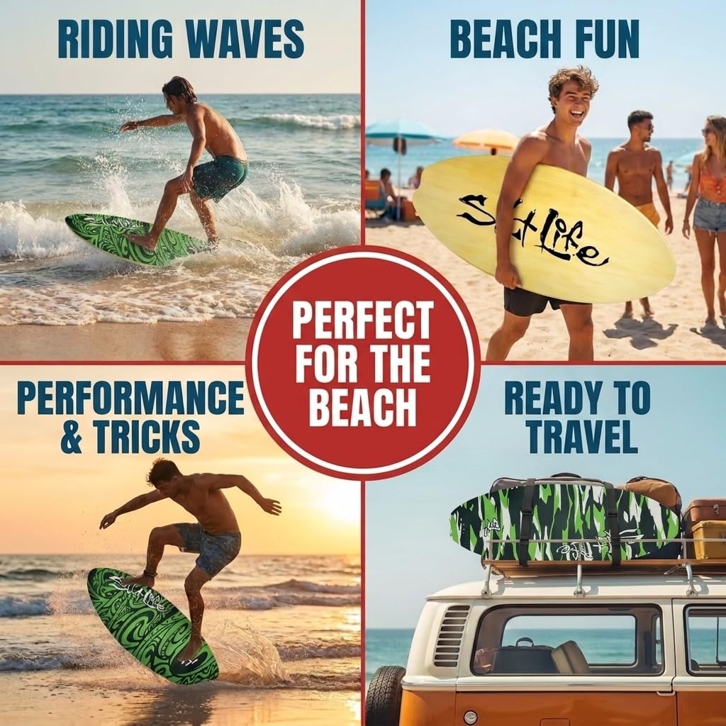 SALT LIFE Wooden Skimboard with EVA Traction Pad