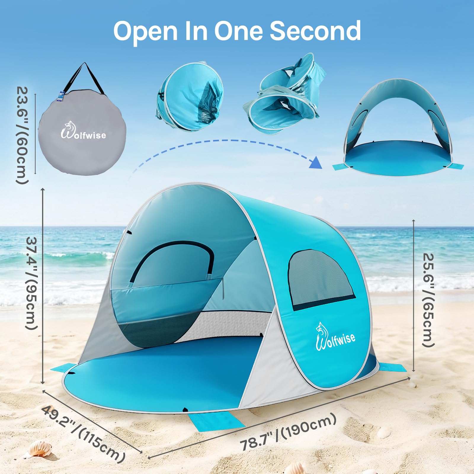 WolfWise UPF 50+ Pop-Up Beach Tent Sun Shelter